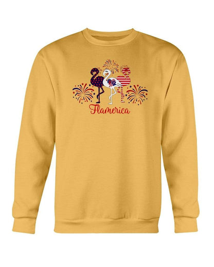 Sweatshirts Gold / S Winey Bitches Co "Flamerica" Patriotic Flamingo Sweatshirt - Crew WineyBitchesCo