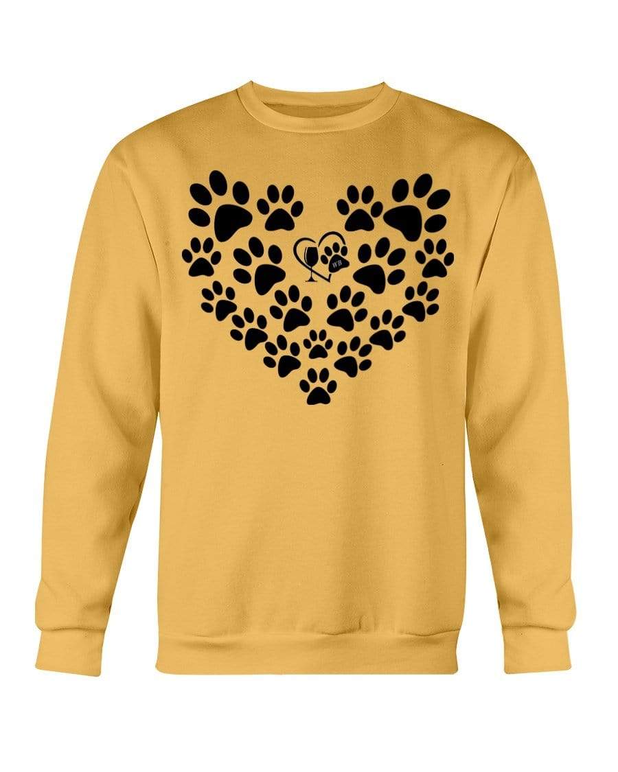 Sweatshirts Gold / S Winey Bitches Co Heart Paws (Black) Sweatshirt - Crew WineyBitchesCo
