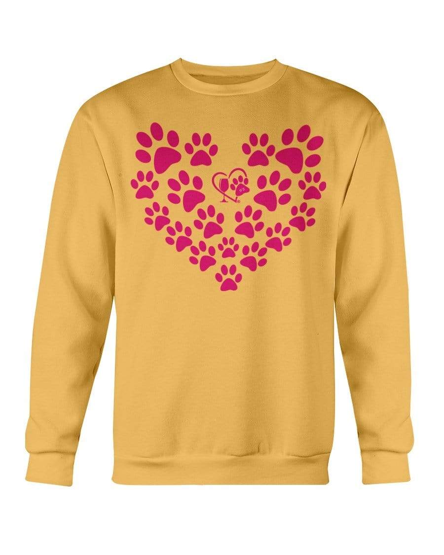 Sweatshirts Gold / S Winey Bitches Co Heart Paws (Pink) Sweatshirt - Crew WineyBitchesCo
