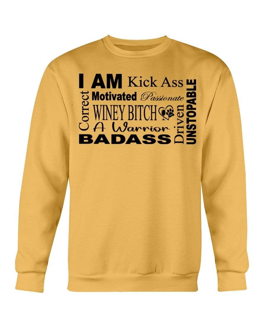 Sweatshirts Gold / S Winey Bitches Co "I Am Motivated" Black Lettering- Sweatshirt - Crew WineyBitchesCo