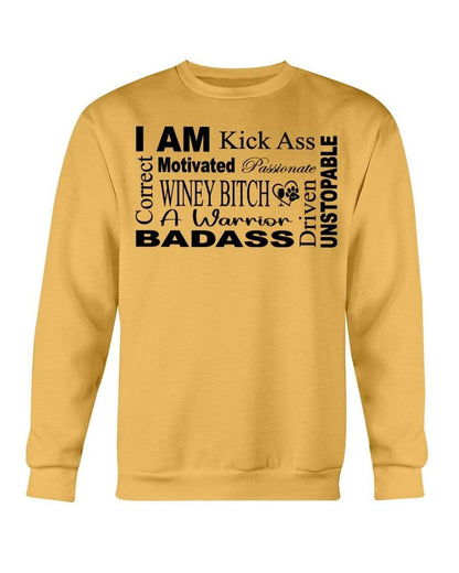 Sweatshirts Gold / S Winey Bitches Co "I Am Motivated" Black Lettering- Sweatshirt - Crew WineyBitchesCo
