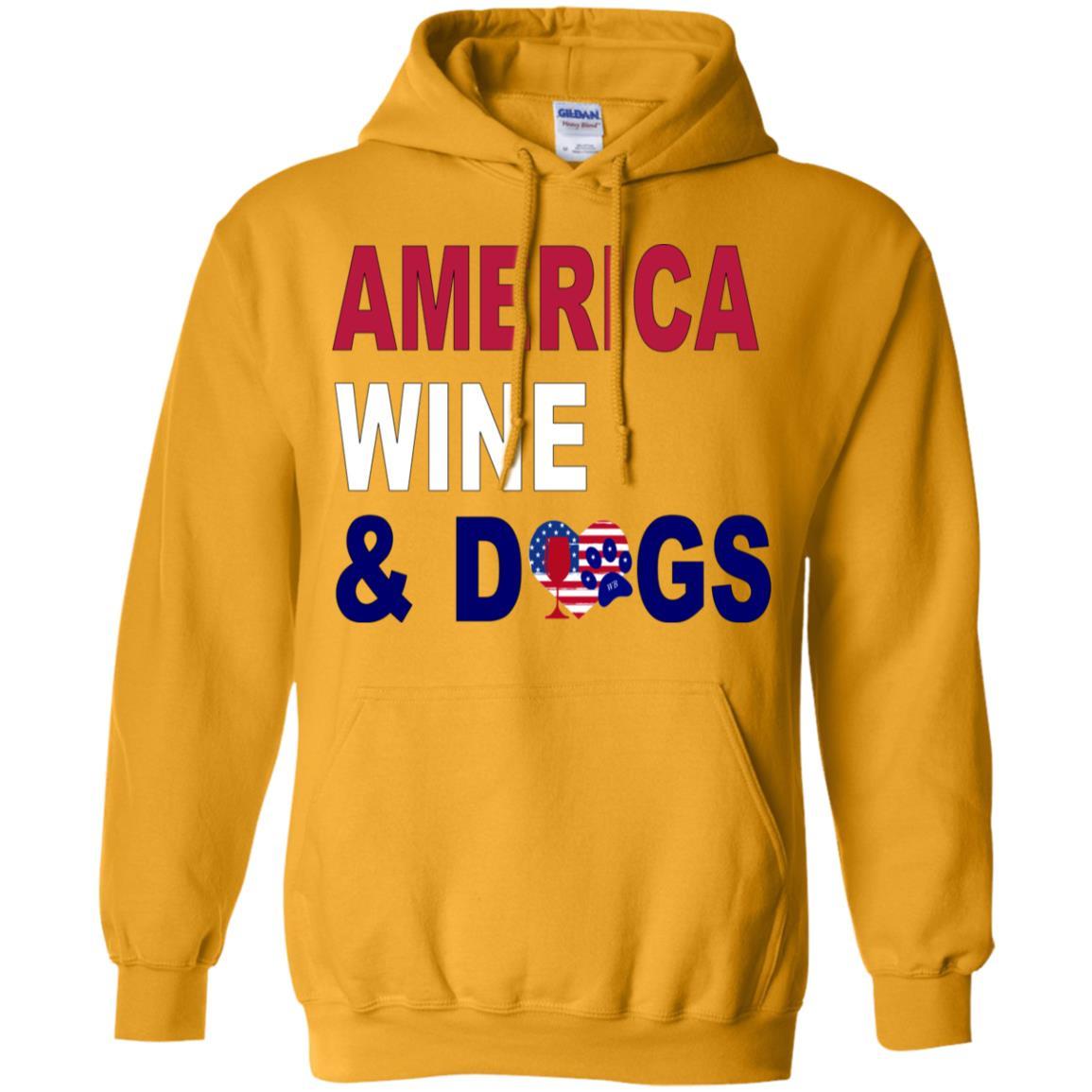 Sweatshirts Gold / S WineyBitches.Co America Wine & Dogs Pullover Hoodie 8 oz. WineyBitchesCo