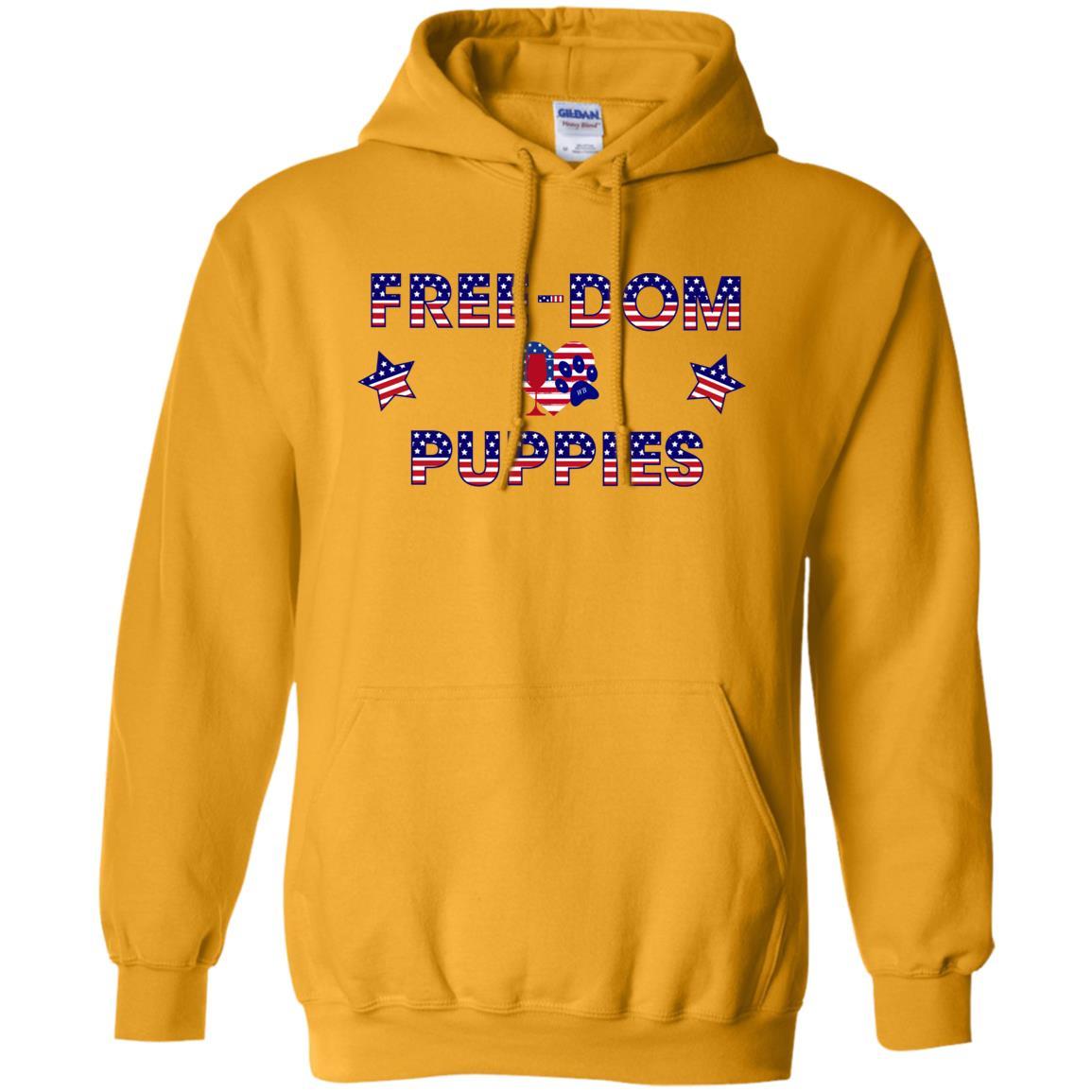 Sweatshirts Gold / S WineyBitches.Co Free-Dom Puppies Pullover Hoodie 8 oz. WineyBitchesCo