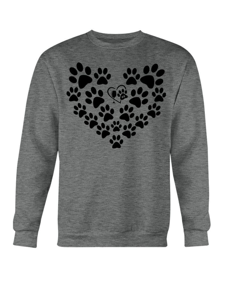 Sweatshirts Graphite Heather / S Winey Bitches Co Heart Paws (Black) Sweatshirt - Crew WineyBitchesCo