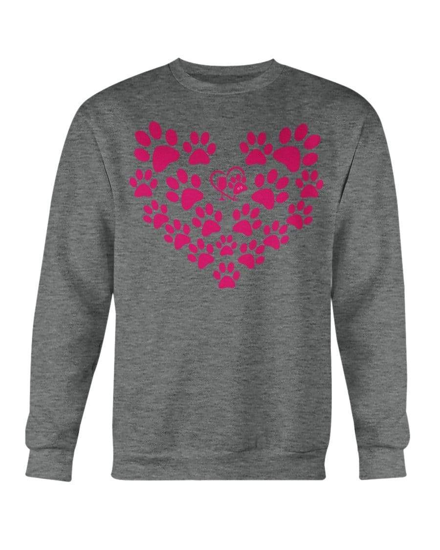 Sweatshirts Graphite Heather / S Winey Bitches Co Heart Paws (Pink) Sweatshirt - Crew WineyBitchesCo