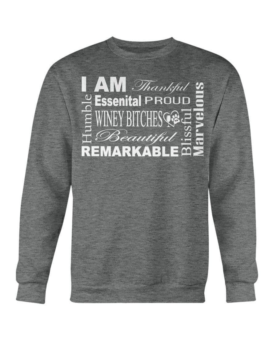 Sweatshirts Graphite Heather / S Winey Bitches Co "I Am Proud" White Lettering-Sweatshirt - Crew WineyBitchesCo
