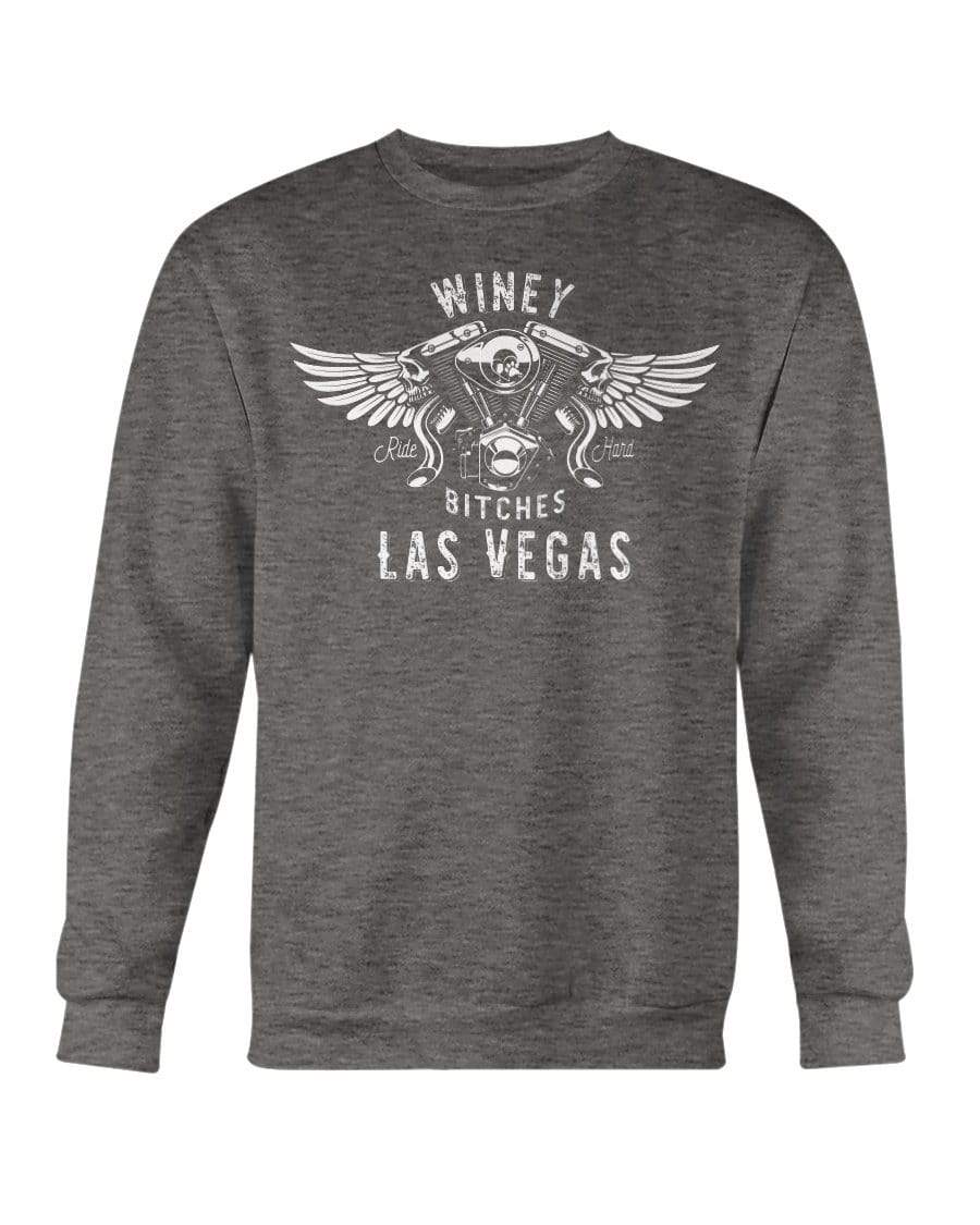 Sweatshirts Graphite Heather / S Winey Bitches "Ride Hard Las Vegas" Sweatshirt - Crew-Wht Lettering WineyBitchesCo
