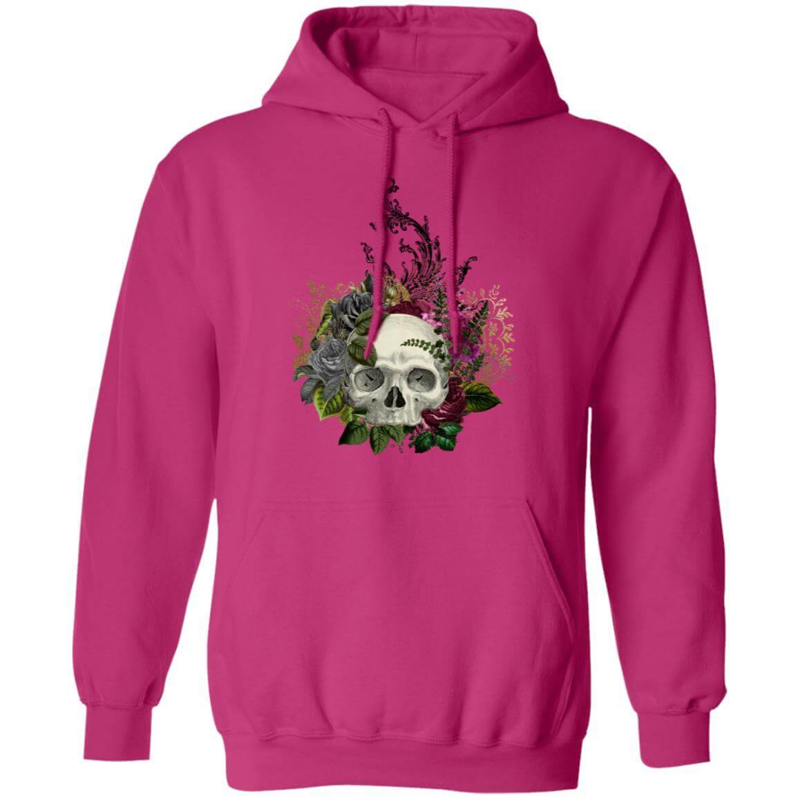 Sweatshirts Heliconia / S Winey Bitches Co Floral Skull Design #1 Pullover Hoodie 8 oz. WineyBitchesCo
