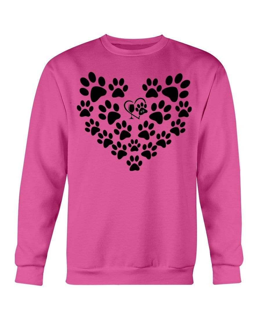 Sweatshirts Heliconia / S Winey Bitches Co Heart Paws (Black) Sweatshirt - Crew WineyBitchesCo