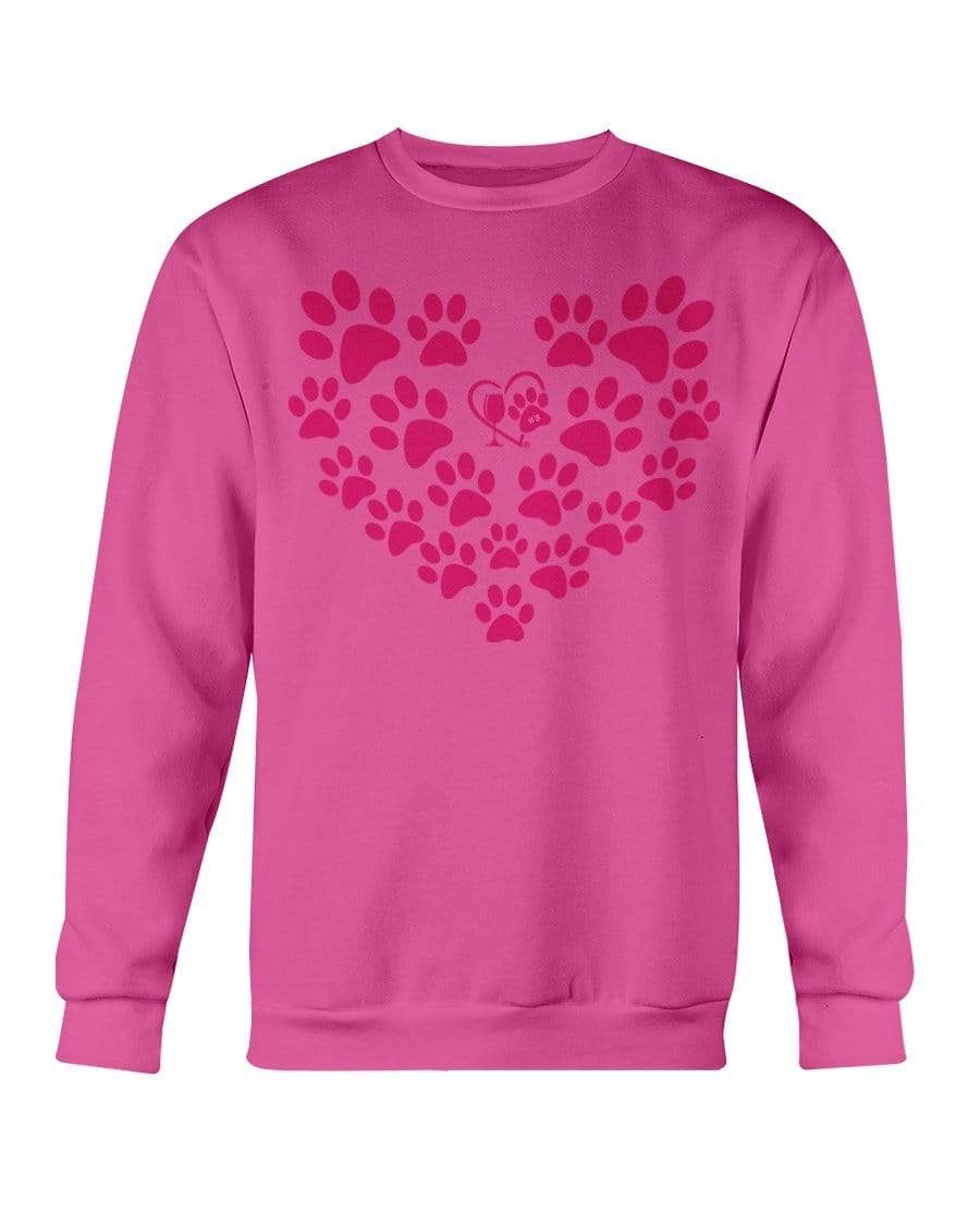 Sweatshirts Heliconia / S Winey Bitches Co Heart Paws (Pink) Sweatshirt - Crew WineyBitchesCo