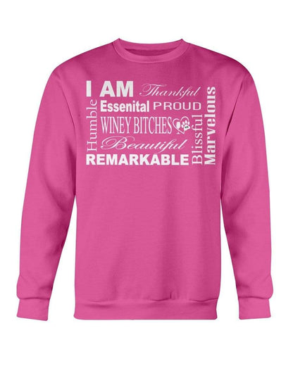 Sweatshirts Heliconia / S Winey Bitches Co "I Am Proud" White Lettering-Sweatshirt - Crew WineyBitchesCo