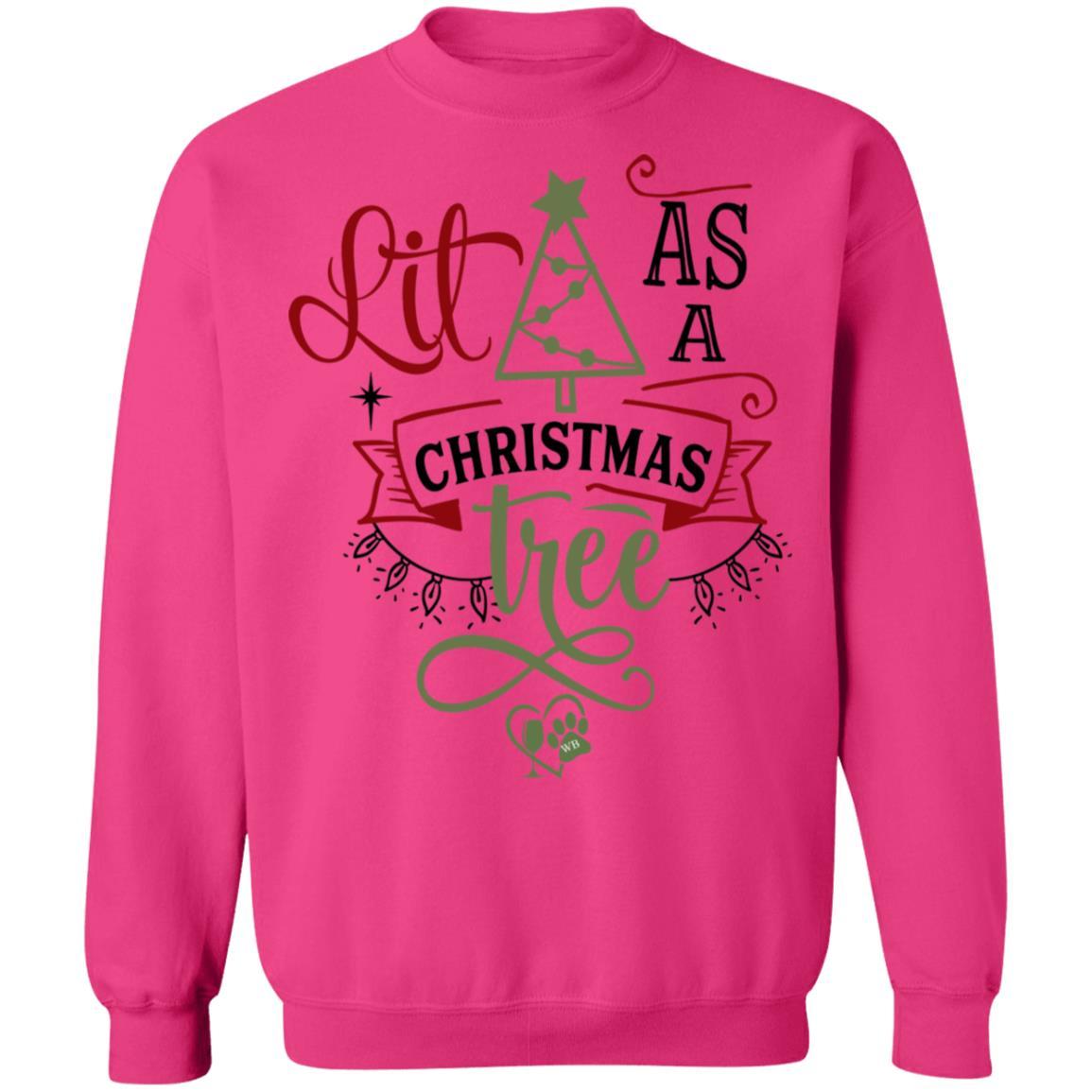 Sweatshirts Heliconia / S WineyBitches.Co " Lit As A Christmas Tree" Crewneck Pullover Sweatshirt  8 oz. WineyBitchesCo