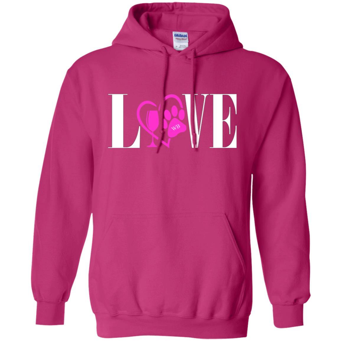 Sweatshirts Heliconia / S WineyBitches.co "Love Paw" Collection -Wht Lettering Pullover Hoodie 8 oz. WineyBitchesCo