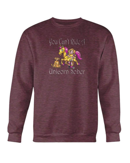 Sweatshirts Ht Sp Drk Maroon / S Winey Bitches Co "You Can't Ride A Unicorn Sober" Sweatshirt - Crew WineyBitchesCo