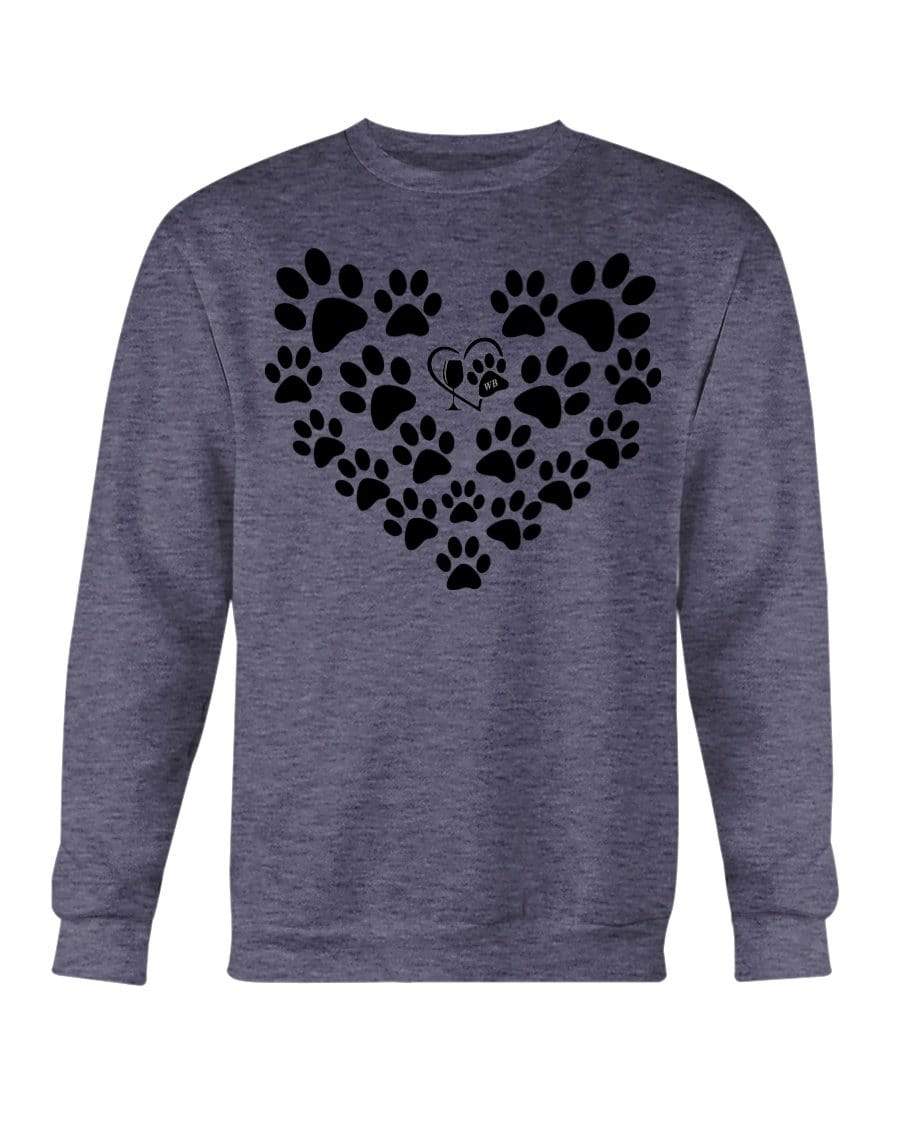 Sweatshirts Ht Sprt Drk Navy / S Winey Bitches Co Heart Paws (Black) Sweatshirt - Crew WineyBitchesCo