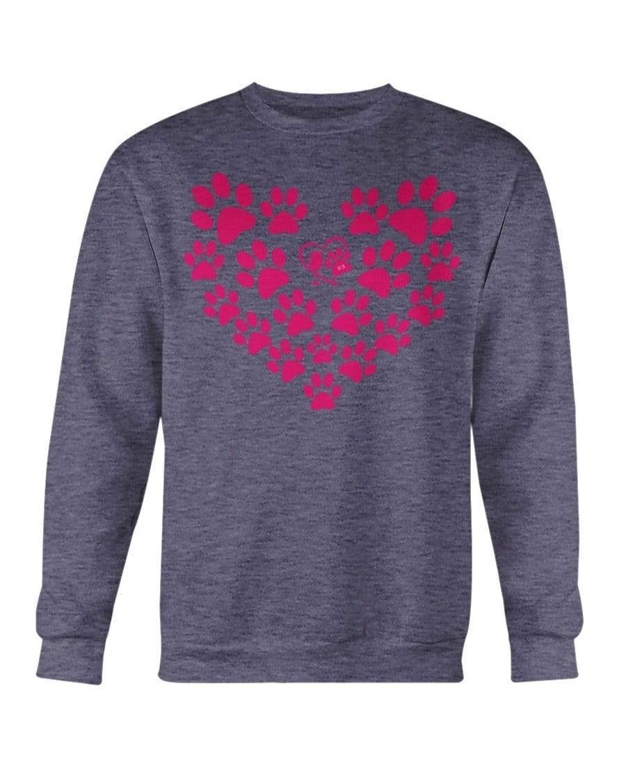 Sweatshirts Ht Sprt Drk Navy / S Winey Bitches Co Heart Paws (Pink) Sweatshirt - Crew WineyBitchesCo