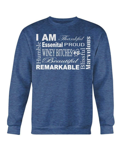 Sweatshirts Hthr Sport Royal / S Winey Bitches Co "I Am Essential" White Letters-Sweatshirt - Crew WineyBitchesCo