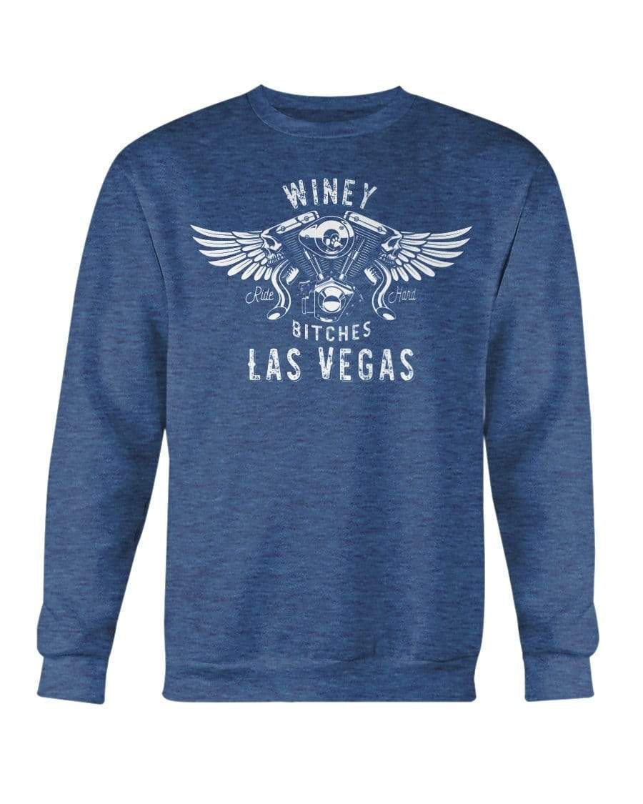Sweatshirts Hthr Sport Royal / S Winey Bitches "Ride Hard Las Vegas" Sweatshirt - Crew-Wht Lettering WineyBitchesCo