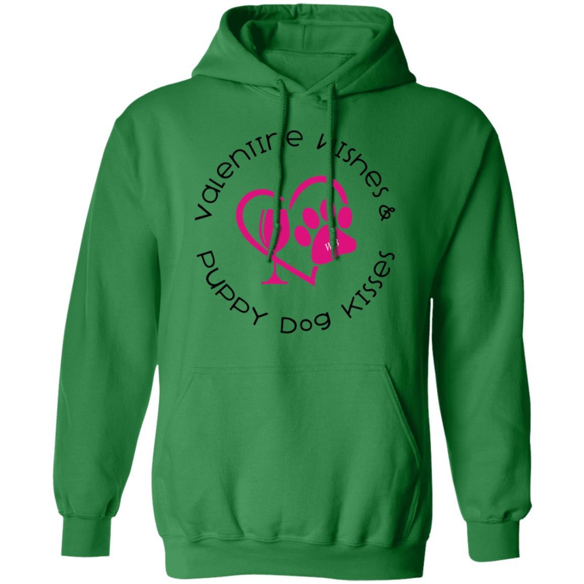 Sweatshirts Irish Green / S Winey Bitches Co Valentine Wishes and Puppy Dog Kisses" (Heart) Pullover Hoodie 8 oz. WineyBitchesCo