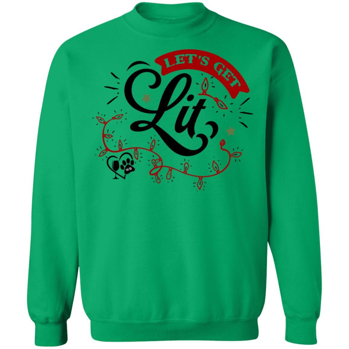 Sweatshirts Irish Green / S WineyBitches.Co "Let's Get Lit" Crewneck Pullover Sweatshirt  8 oz. WineyBitchesCo