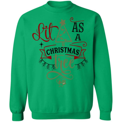 Sweatshirts Irish Green / S WineyBitches.Co " Lit As A Christmas Tree" Crewneck Pullover Sweatshirt  8 oz. WineyBitchesCo