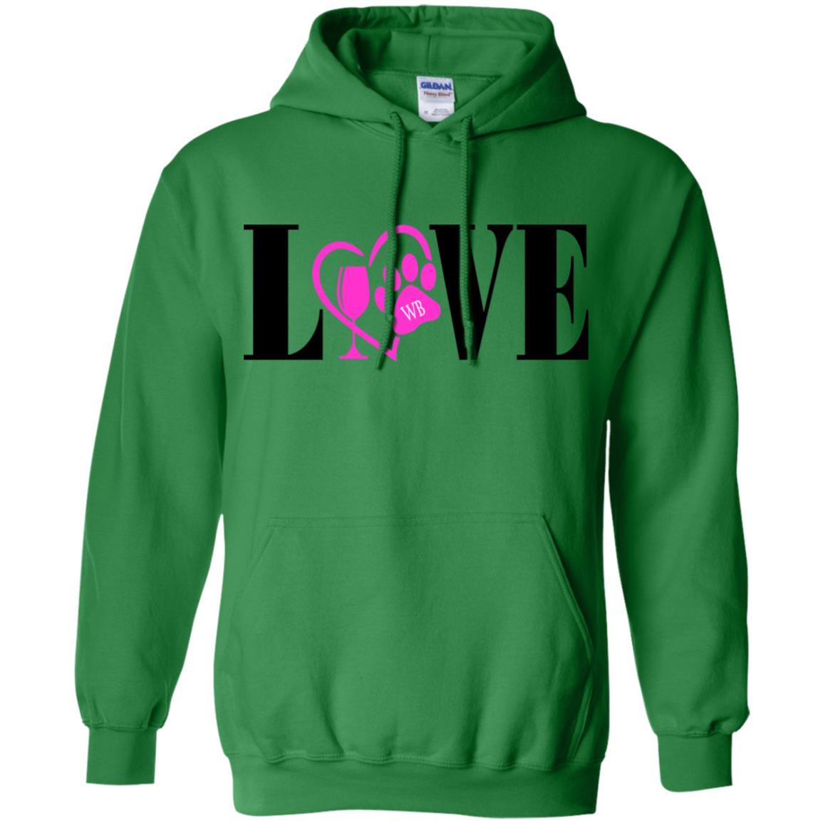 Sweatshirts Irish Green / S WineyBitches.co "Love Paw"Pullover Hoodie 8 oz. WineyBitchesCo