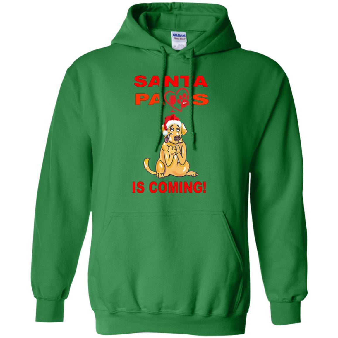 Sweatshirts Irish Green / S WineyBitches.co "Santa Paws Is Coming " Pullover Hoodie 8 oz. WineyBitchesCo