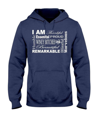 Sweatshirts J Navy / S Winey Bitches Co "I Am Proud" White Lettering- 50/50 Hoodie WineyBitchesCo