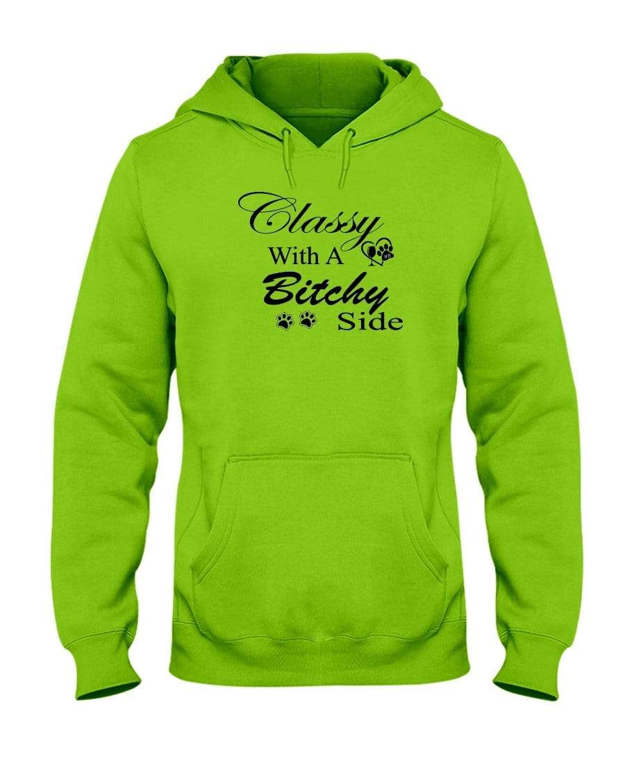 Sweatshirts Kiwi / S Winey Bitches Co "Classy with a Bitchy Side" White Letters 50/50 Hoodie WineyBitchesCo