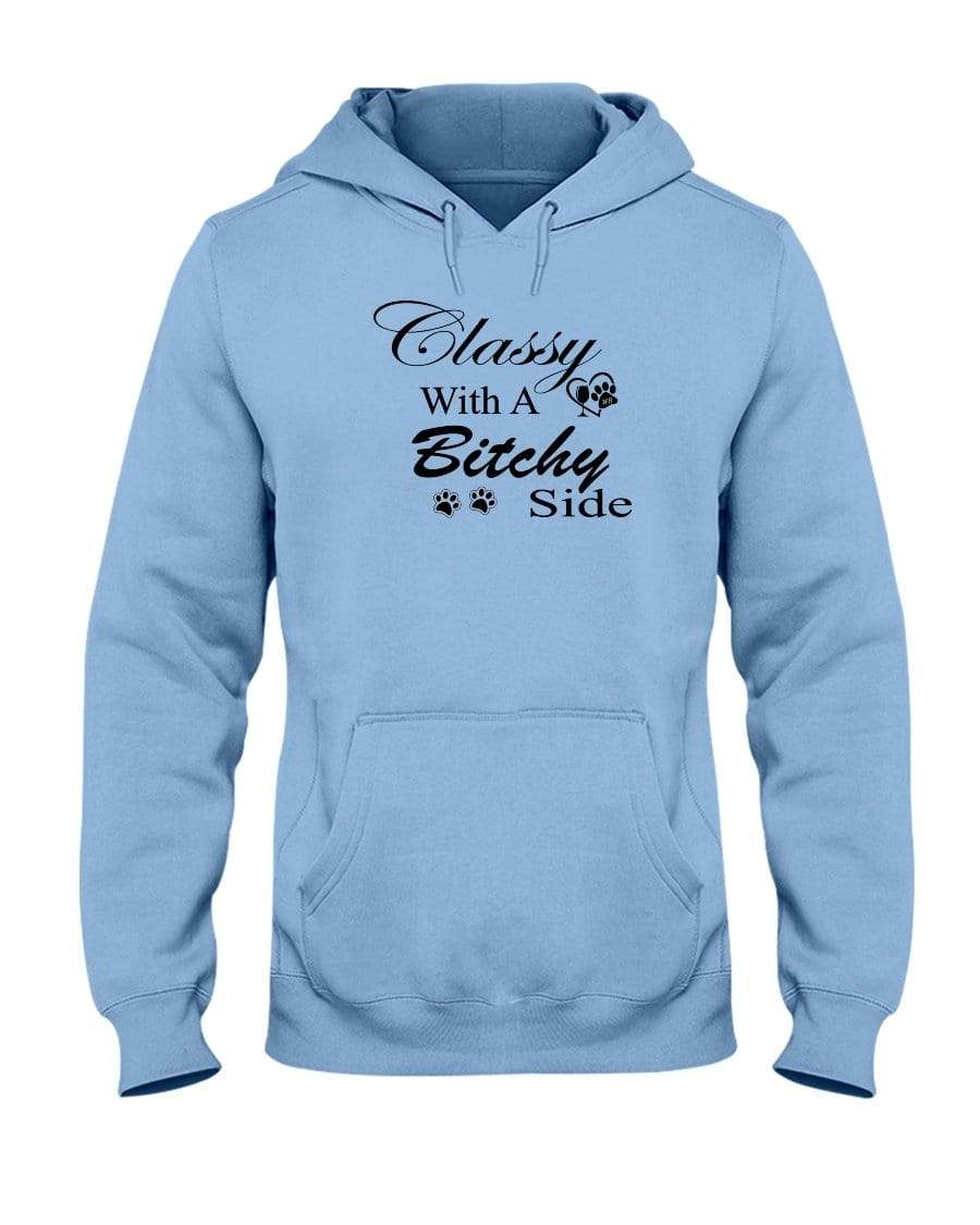 Sweatshirts Light Blue / S Winey Bitches Co "Classy with a Bitchy Side" White Letters 50/50 Hoodie WineyBitchesCo