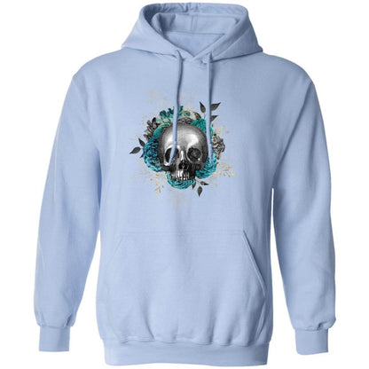 Sweatshirts Light Blue / S Winey Bitches Co Floral Skull Design #3 Pullover Hoodie 8 oz. WineyBitchesCo