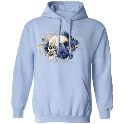 Sweatshirts Light Blue / S Winey Bitches Co Floral Skull Design #5 Pullover Hoodie 8 oz. WineyBitchesCo