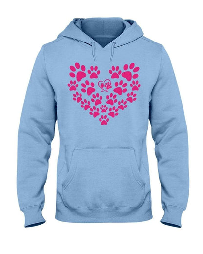 Sweatshirts Light Blue / S Winey Bitches Co Heart Paws (Pink) 50/50 Hoodie-Pink Lttrs WineyBitchesCo