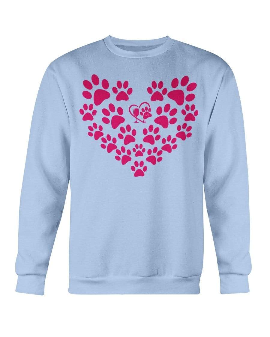 Sweatshirts Light Blue / S Winey Bitches Co Heart Paws (Pink) Sweatshirt - Crew WineyBitchesCo
