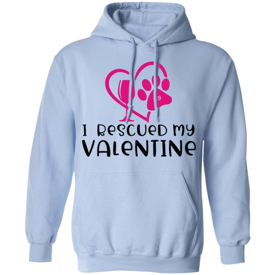 Sweatshirts Light Blue / S Winey Bitches Co I Rescued My Valentine" Pullover Hoodie 8 oz. WineyBitchesCo