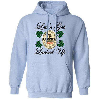 Sweatshirts Light Blue / S Winey Bitches Co "Let's Get Lucked Up" Guinness Pullover Hoodie 8 oz. WineyBitchesCo
