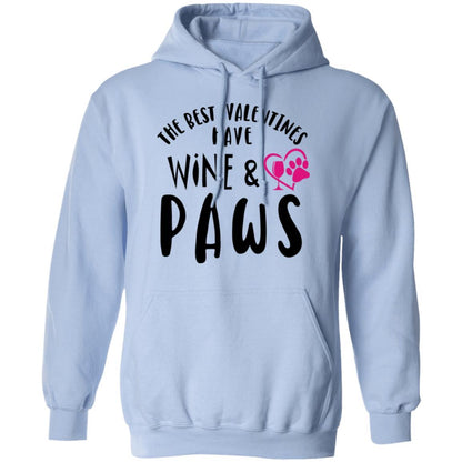 Sweatshirts Light Blue / S Winey Bitches Co "The Best Valentines Have Wine And Paws" Pullover Hoodie 8 oz. WineyBitchesCo