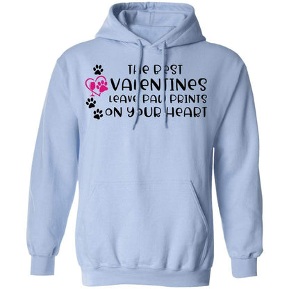 Sweatshirts Light Blue / S Winey Bitches Co "The Best Valentines Leave Paw Prints On Your Heart" Pullover Hoodie 8 oz. WineyBitchesCo