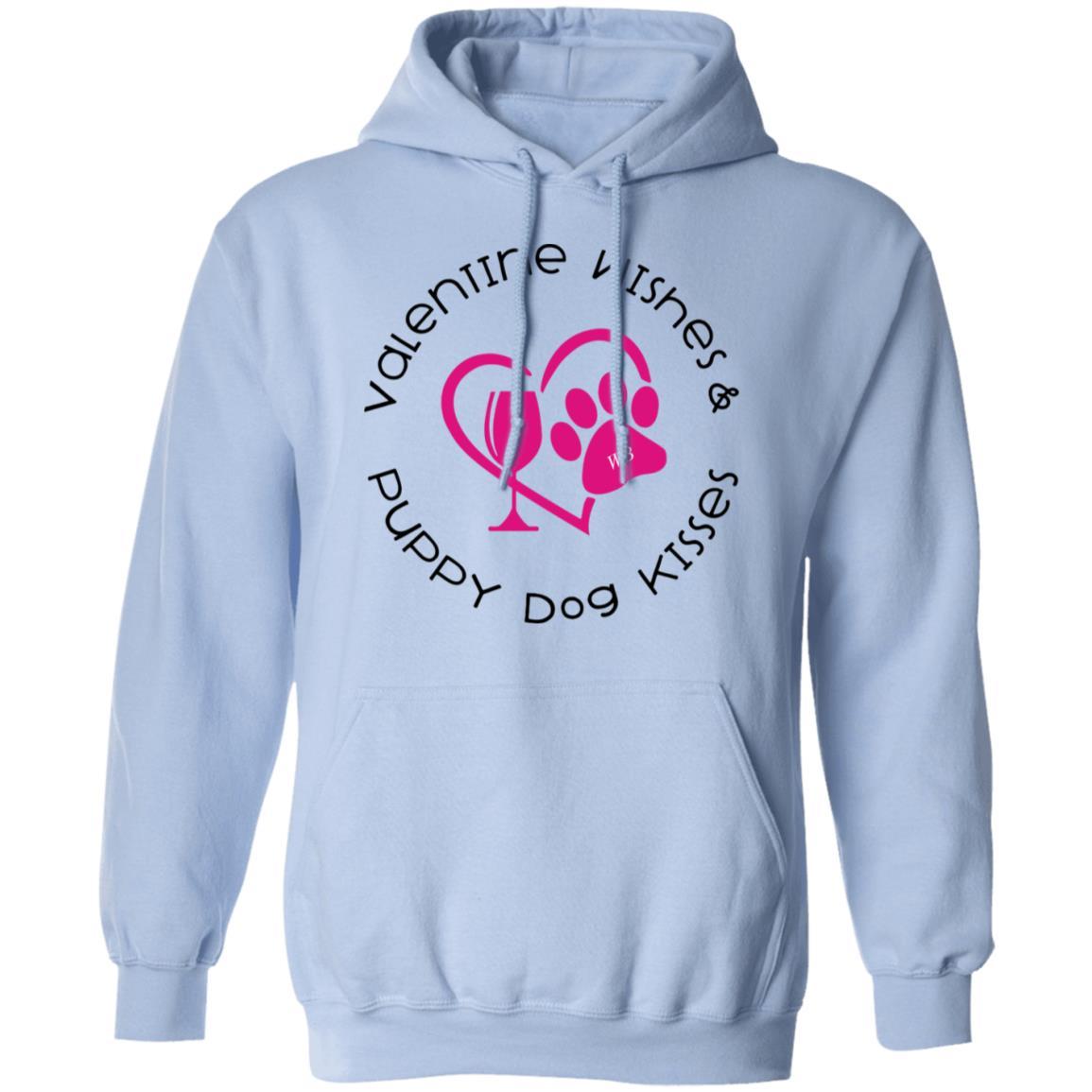 Sweatshirts Light Blue / S Winey Bitches Co Valentine Wishes and Puppy Dog Kisses" (Heart) Pullover Hoodie 8 oz. WineyBitchesCo