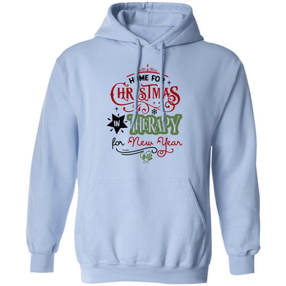 Sweatshirts Light Blue / S WineyBitches.Co "Home For Christmas, In Therapy For New Years" Pullover Hoodie 8 oz. WineyBitchesCo
