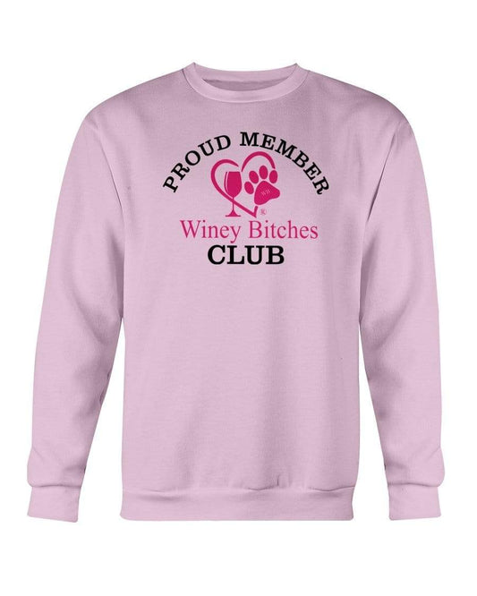 Sweatshirts Light Pink / S Winey Bitches Club-Proud Membe Sweatshirt - Crew WineyBitchesCo