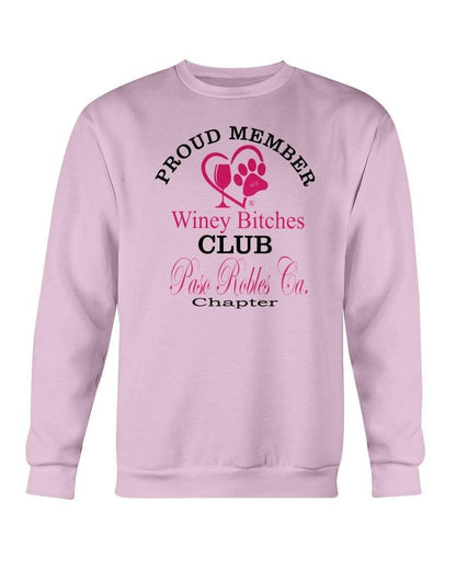 Sweatshirts Light Pink / S Winey Bitches Club-Proud Member-Paso Robles Ca Chapter Sweatshirt - Crew WineyBitchesCo