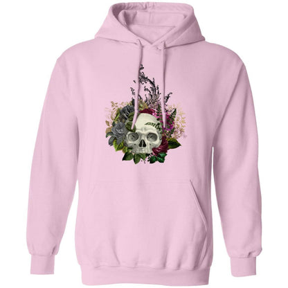 Sweatshirts Light Pink / S Winey Bitches Co Floral Skull Design #1 Pullover Hoodie 8 oz. WineyBitchesCo