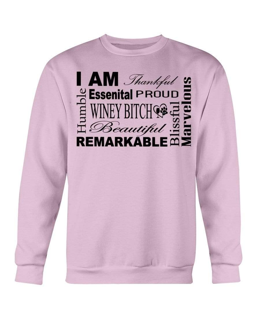 Sweatshirts Light Pink / S Winey Bitches Co "I Am Proud" Black Lettering- Sweatshirt - Crew WineyBitchesCo