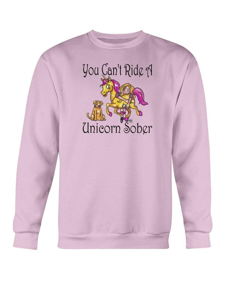 Sweatshirts Light Pink / S Winey Bitches Co "You Can't Ride A Unicorn Sober" Sweatshirt - Crew WineyBitchesCo