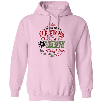Sweatshirts Light Pink / S WineyBitches.Co "Home For Christmas, In Therapy For New Years" Pullover Hoodie 8 oz. WineyBitchesCo