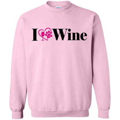 Sweatshirts Light Pink / S WineyBitches.Co "I Love Wine" Gildan Crewneck Pullover Sweatshirt  8 oz. WineyBitchesCo