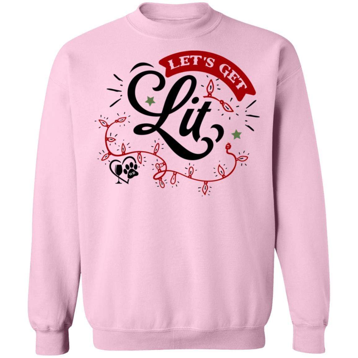 Sweatshirts Light Pink / S WineyBitches.Co "Let's Get Lit" Crewneck Pullover Sweatshirt  8 oz. WineyBitchesCo