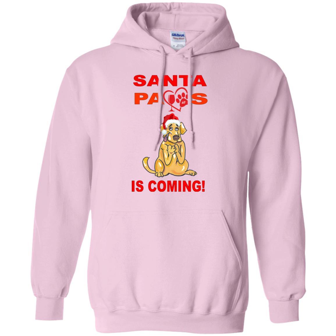 Sweatshirts Light Pink / S WineyBitches.co "Santa Paws Is Coming " Pullover Hoodie 8 oz. WineyBitchesCo