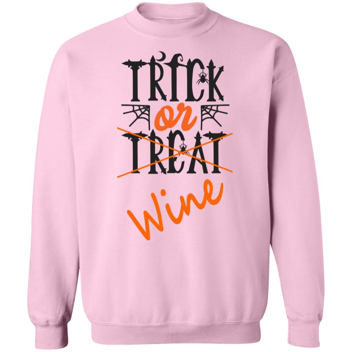 Sweatshirts Light Pink / S WineyBitches.Co "Trick Or Wine" Halloween Crewneck Pullover Sweatshirt  8 oz. WineyBitchesCo